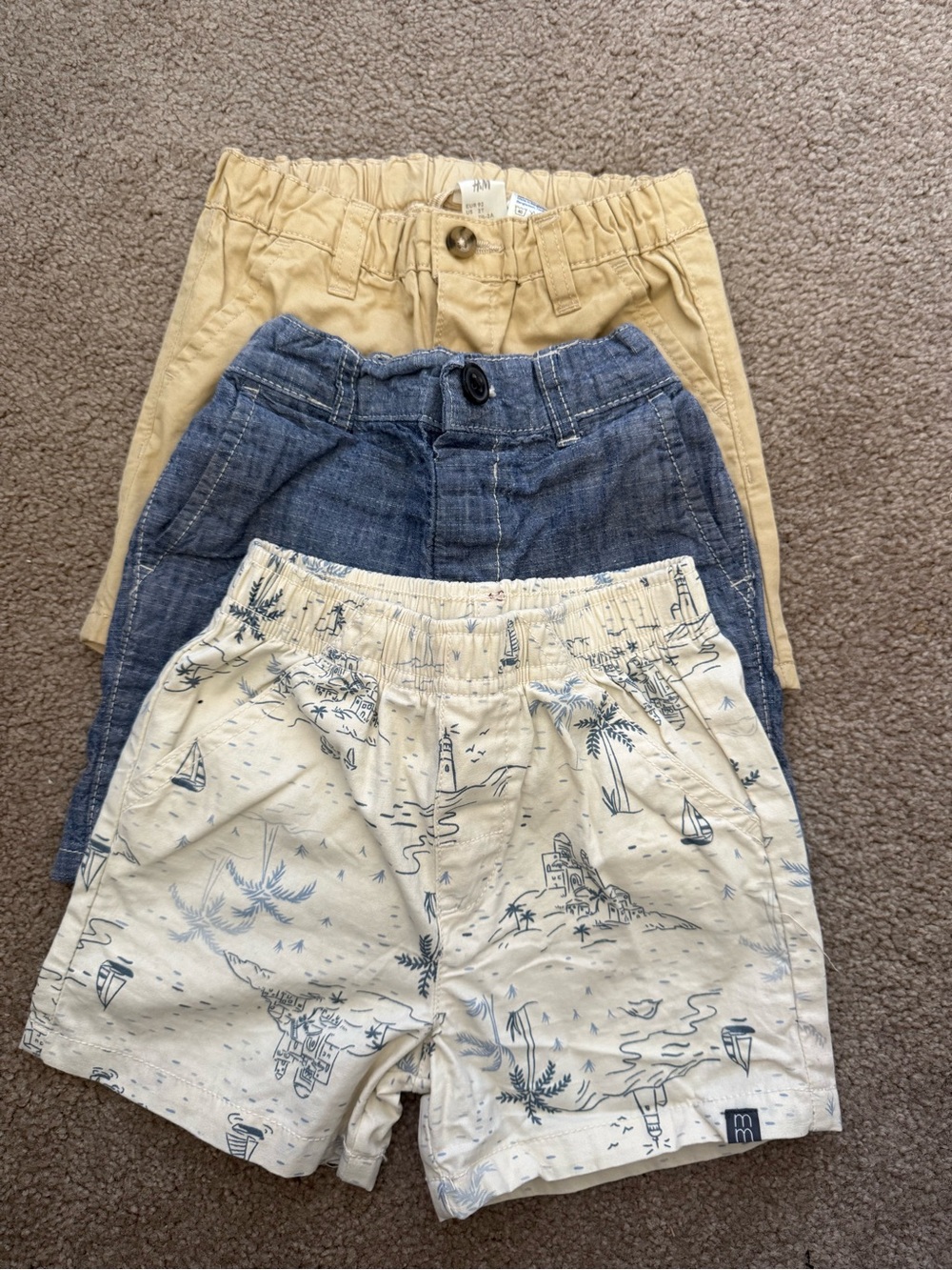 Kids Neutral & Blue Shorts 3-Pack